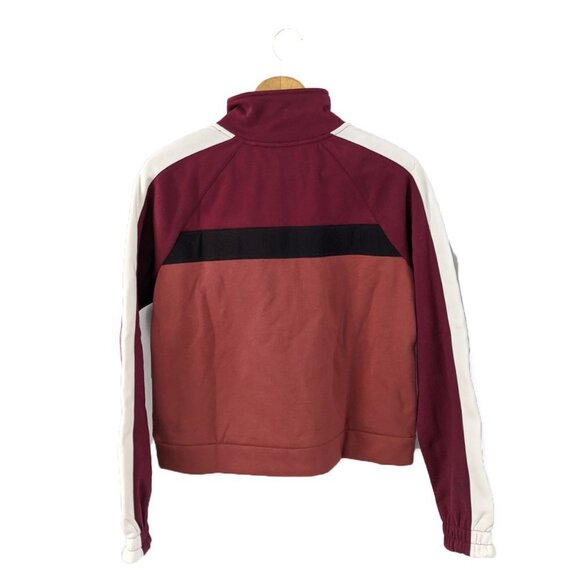 Hurley Nike Thermal Sweatshirt Fleece Lined Cropped Half Zip Maroon White NEW - Picture 4 of 12
